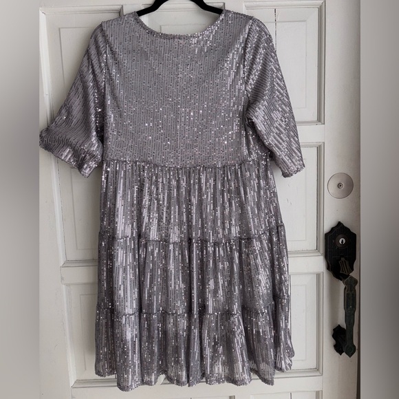 Midi Silver Sequin Dress - Picture 4 of 9
